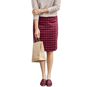 J. Jill Ponte Women’s Cherry Red Plaid‎ Pencil Skirt  Sz MP